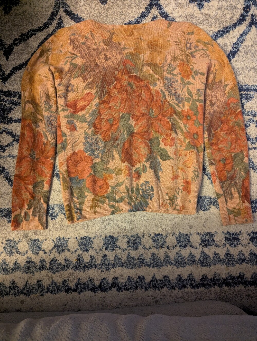 Neiman Marcus Floral Cashmere Sweater Size Small
